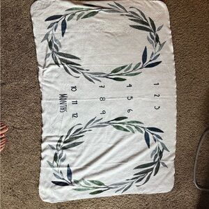 Leafy Milestone Blanket - Green and Blue